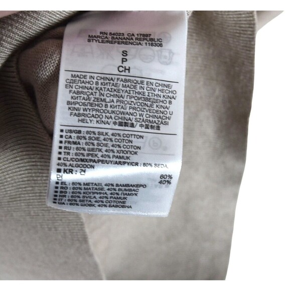 Banana Republic Taupe V-Neck Sweater Size S Minimal Slouchy Silk Blend Top - Picture 5 of 7